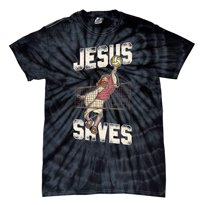 Volleyball Player Team Jesus Vintage Jesus Saves Tie-Dye T-Shirt