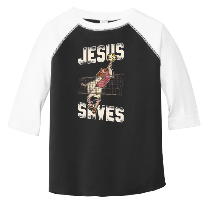 Volleyball Player Team Jesus Vintage Jesus Saves Toddler Fine Jersey T-Shirt