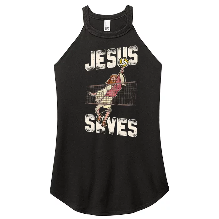 Volleyball Player Team Jesus Vintage Jesus Saves Women’s Perfect Tri Rocker Tank