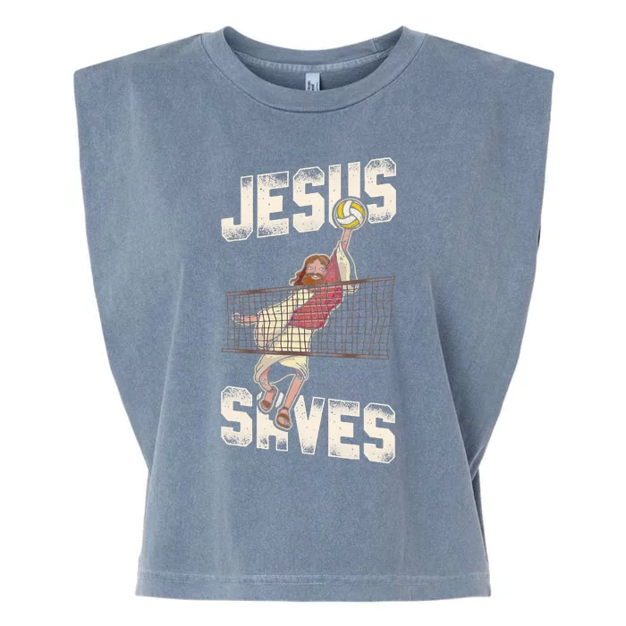 Volleyball Player Team Jesus Vintage Jesus Saves Garment-Dyed Women's Muscle Tee