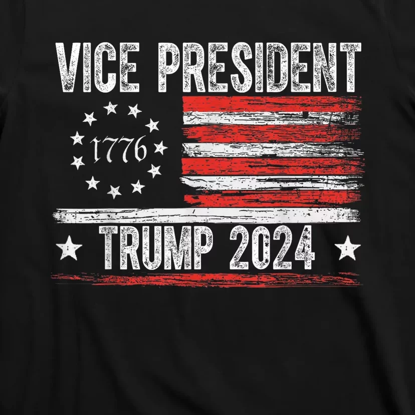 Vice President Trump Funny Biden 2024 Election Retro Us Flag T-Shirt