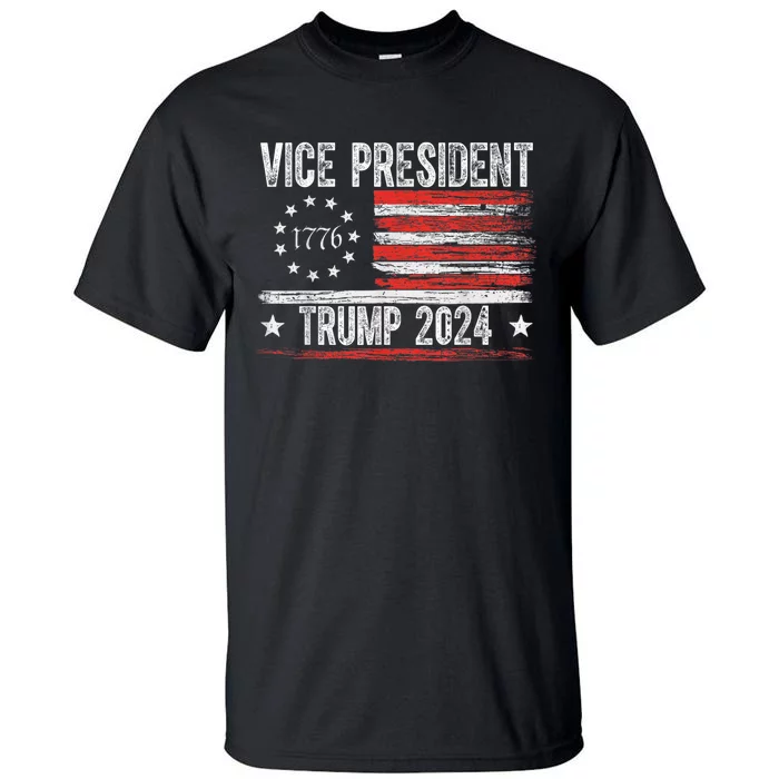 Vice President Trump Funny Biden 2024 Election Retro Us Flag Tall T-Shirt