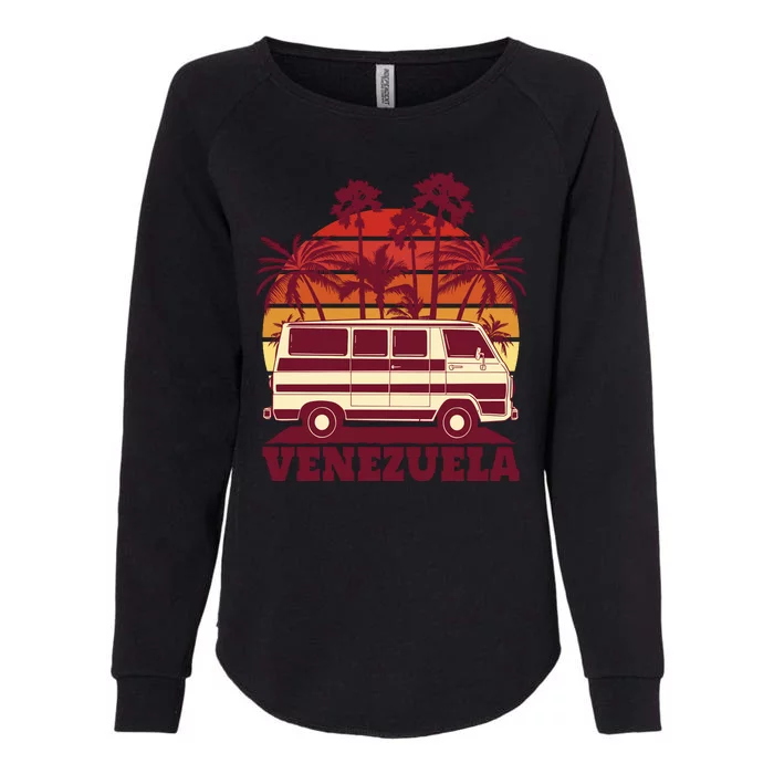 Venezuela Palm Tree Sunset Retro Womens California Wash Sweatshirt