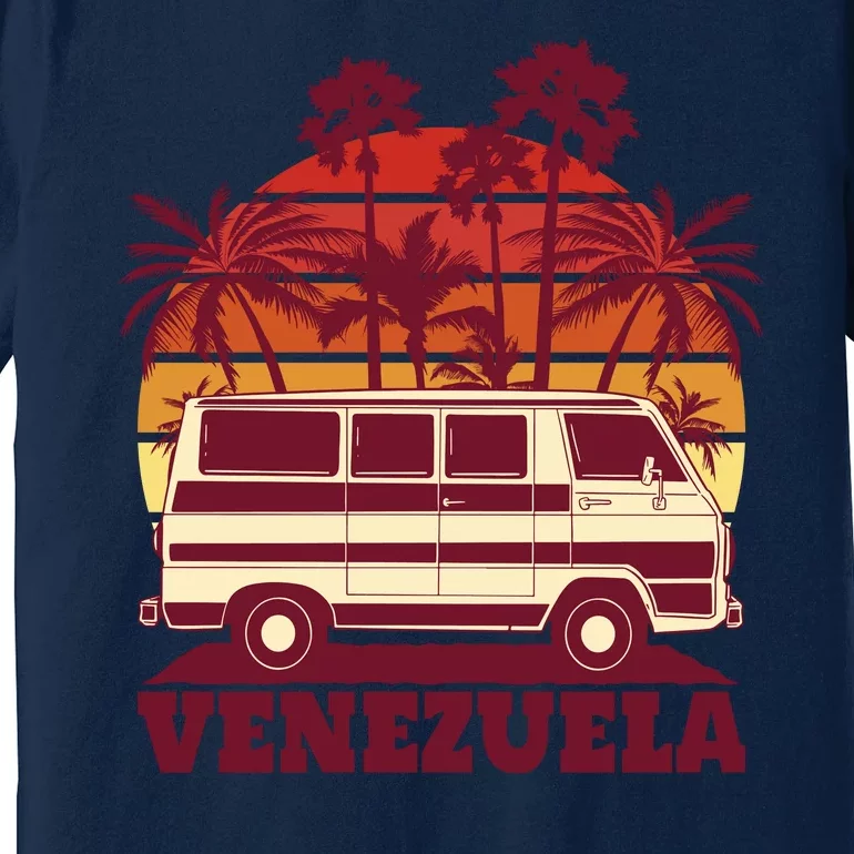 Venezuela Palm Tree Sunset Retro Premium T-Shirt