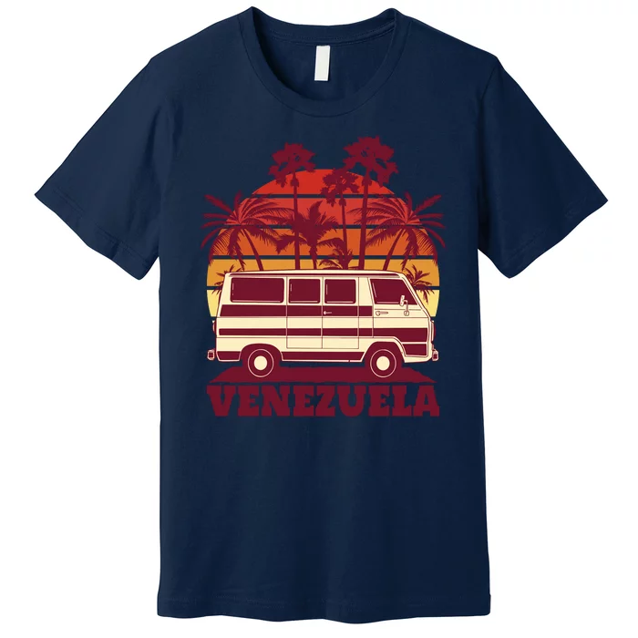 Venezuela Palm Tree Sunset Retro Premium T-Shirt