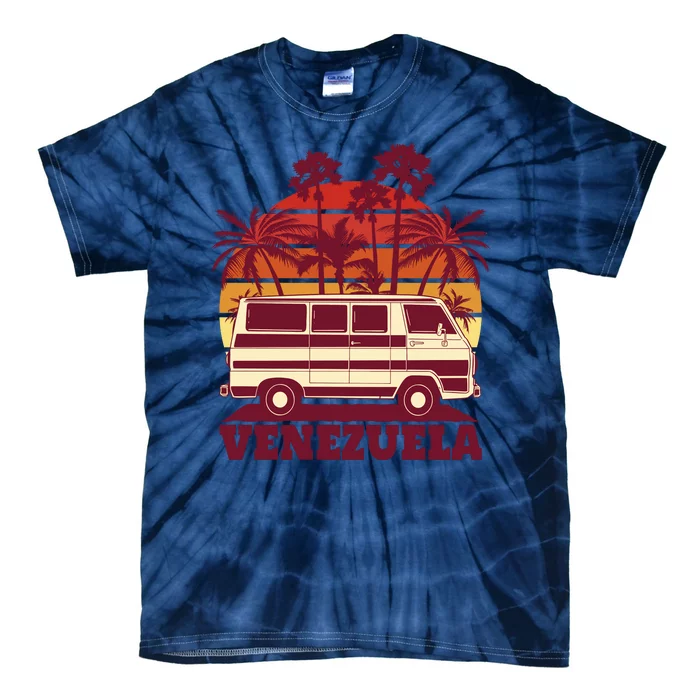 Venezuela Palm Tree Sunset Retro Tie-Dye T-Shirt