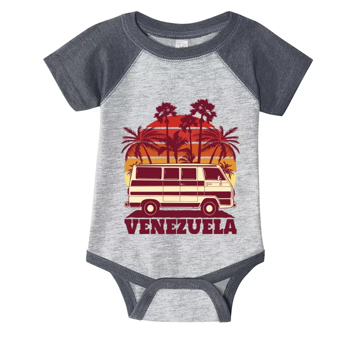 Venezuela Palm Tree Sunset Retro Infant Baby Jersey Bodysuit