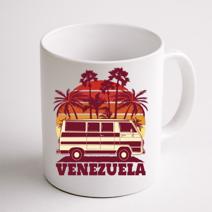 Venezuela Palm Tree Sunset Retro Front & Back Coffee Mug