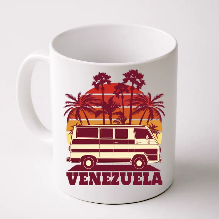 Venezuela Palm Tree Sunset Retro Front & Back Coffee Mug