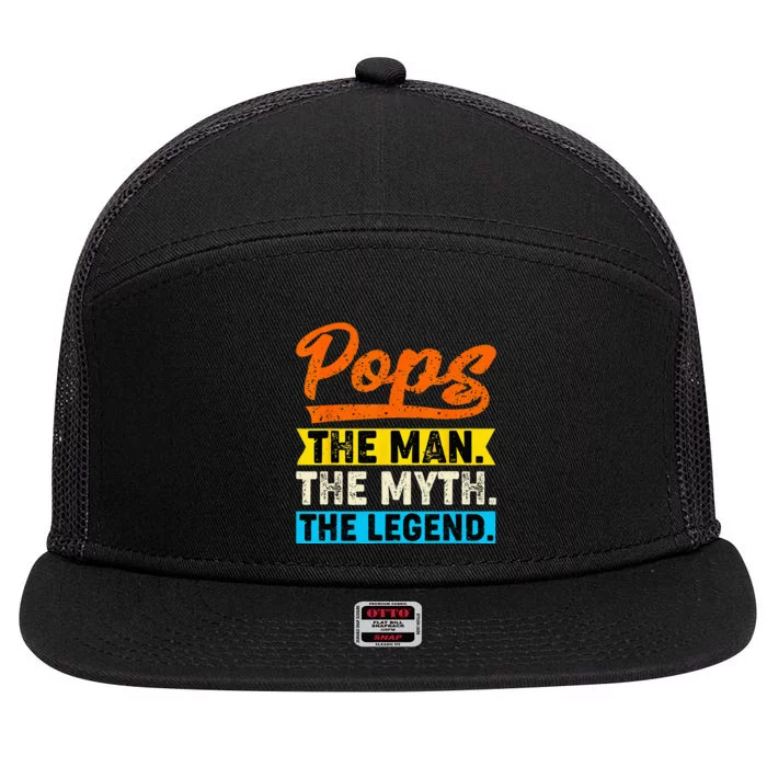 VINTAGE POPS THE MAN THE MYTH THE LEGEND Father's Day 7 Panel Mesh Trucker Snapback Hat