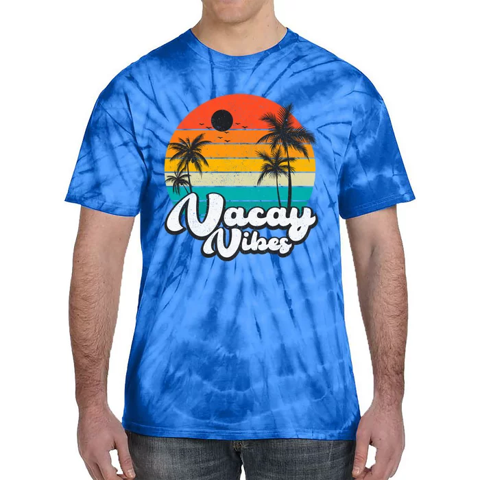 Vintage Palm Tree Sunset Beach Vacation Summer Vacay Vibes Gift Tie-Dye T-Shirt