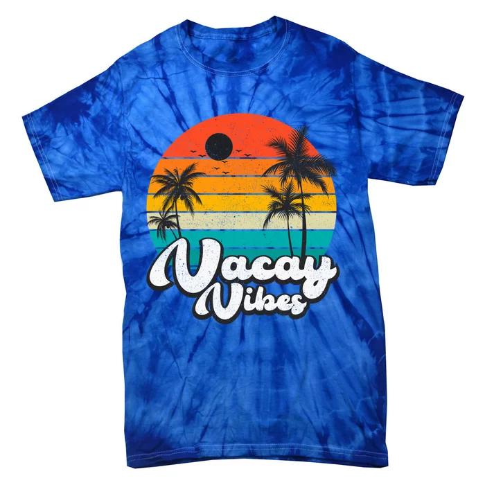 Vintage Palm Tree Sunset Beach Vacation Summer Vacay Vibes Gift Tie-Dye T-Shirt