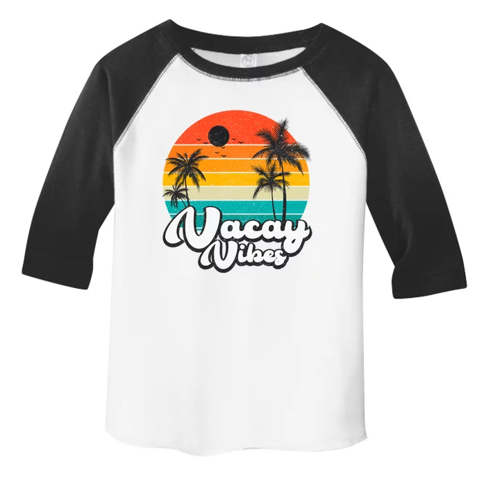 Vintage Palm Tree Sunset Beach Vacation Summer Vacay Vibes Gift Toddler Fine Jersey T-Shirt