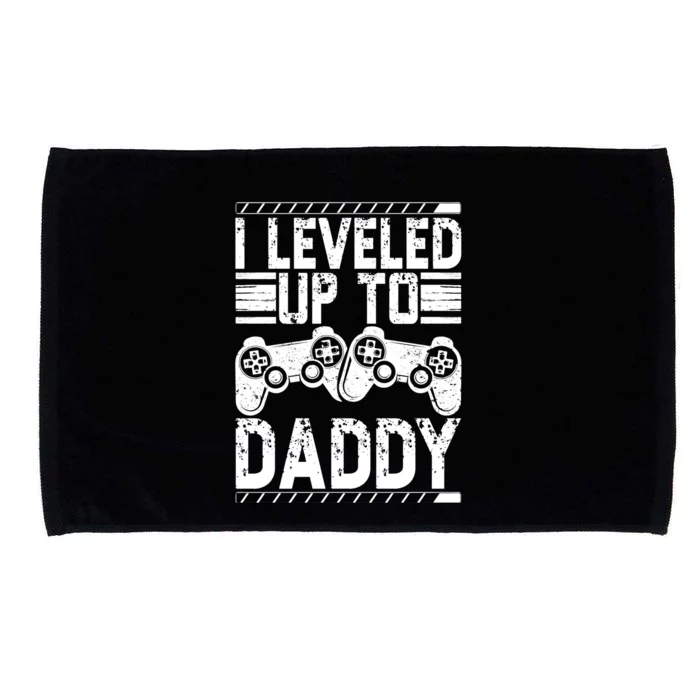 Vintage Promoted To Daddy Gift Gamer I Leveled Up To Daddy Cute Gift Microfiber Hand Towel