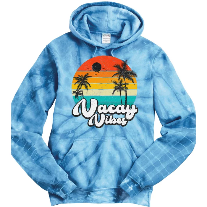 Vintage Palm Tree Sunset Beach Vacation Summer Vacay Vibes Tie Dye Hoodie