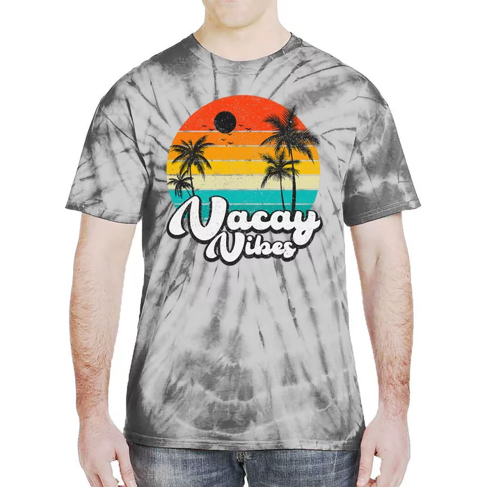 Vintage Palm Tree Sunset Beach Vacation Summer Vacay Vibes Tie-Dye T-Shirt