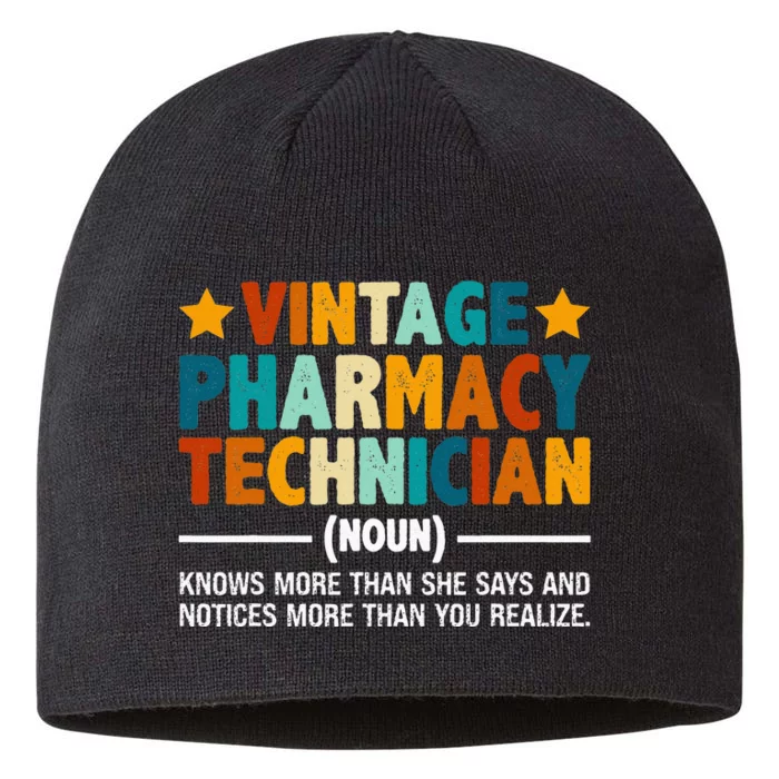 Vintage Pharmacy Technician Funny Pharmacist Tech Definition 8 1/2in Sustainable Knit Beanie