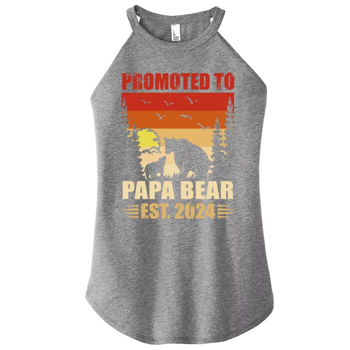 Vintage Promote To Papa Bear 2024 Family Matching Gift Women’s Perfect Tri Rocker Tank