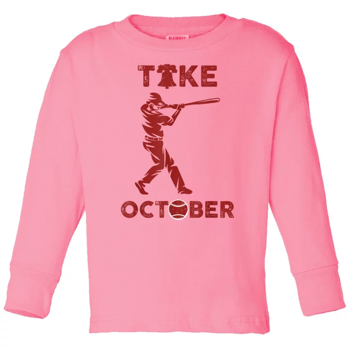 Vintage Philly_ Take October Philadelphia Red October Toddler Long Sleeve Shirt