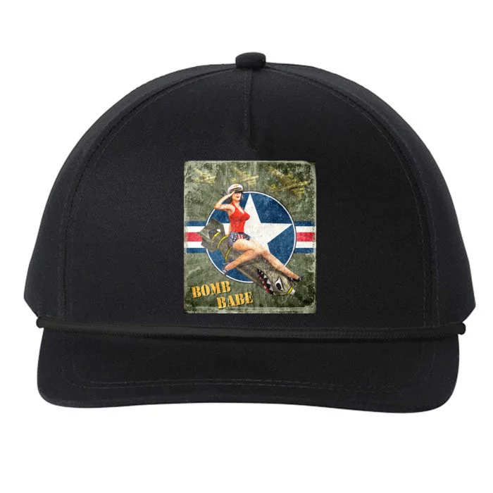 Vintage Pin Up Girl On Bomb Bomber Plane Snapback Five-Panel Rope Hat