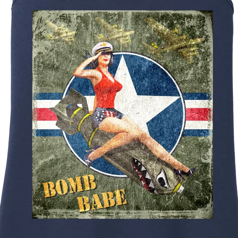 Vintage Pin Up Girl On Bomb Bomber Plane Ladies Essential Tank