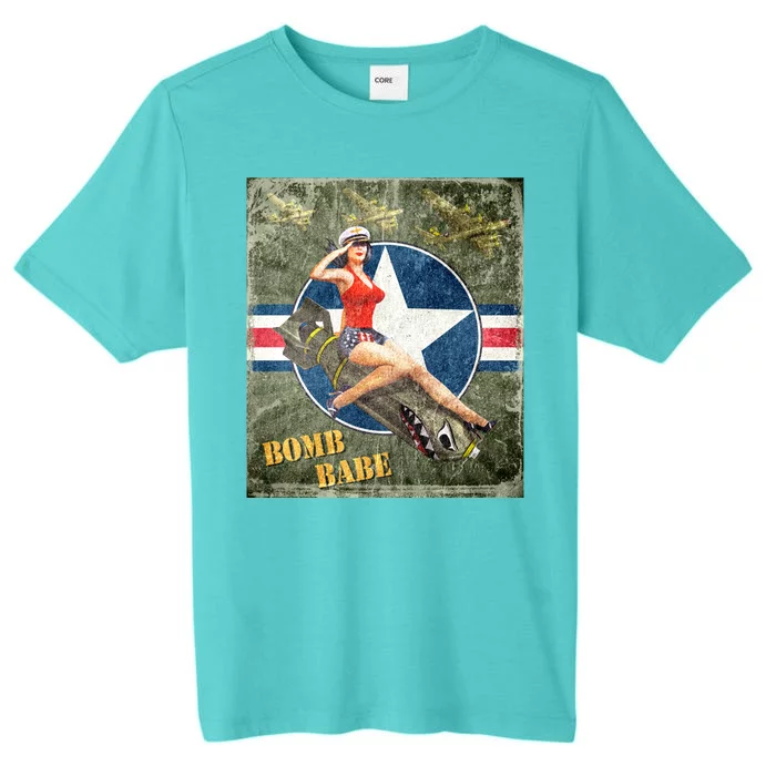 Vintage Pin Up Girl On Bomb Bomber Plane ChromaSoft Performance T-Shirt