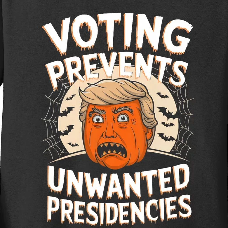 Voting Prevents Unwanted Presidencies Artwork For Halloween Kids Long Sleeve Shirt