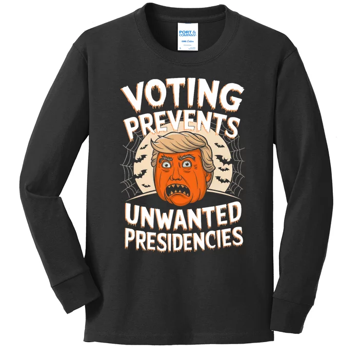 Voting Prevents Unwanted Presidencies Artwork For Halloween Kids Long Sleeve Shirt