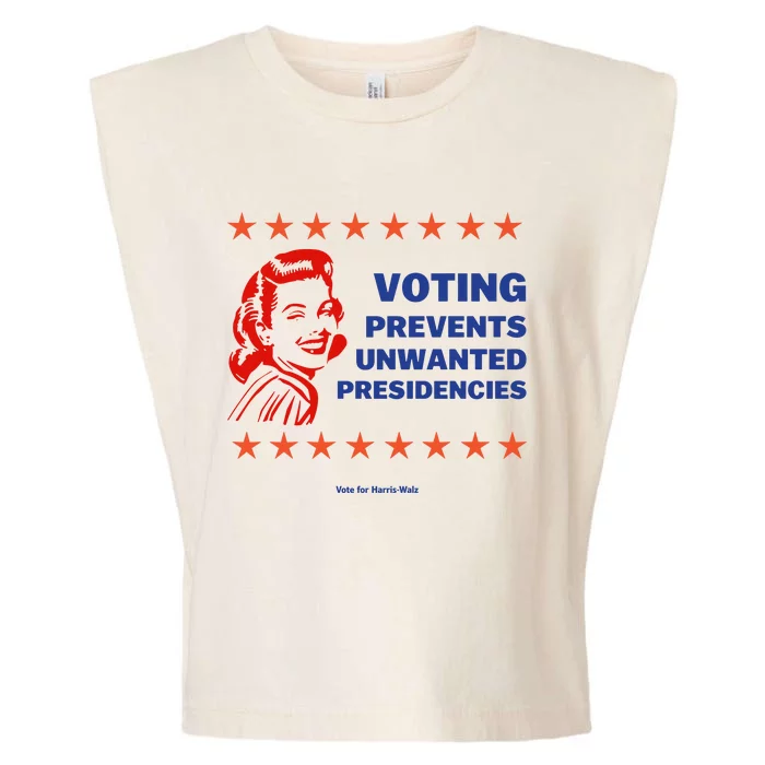 Voting Prevents Unwanted Presidencies Vote For Harris Walz Garment-Dyed Women's Muscle Tee