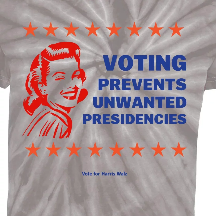 Voting Prevents Unwanted Presidencies Vote For Harris Walz Kids Tie-Dye T-Shirt