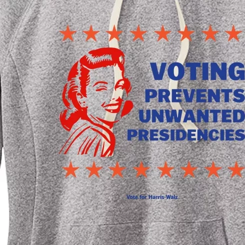 Voting Prevents Unwanted Presidencies Vote For Harris Walz Women's Fleece Hoodie