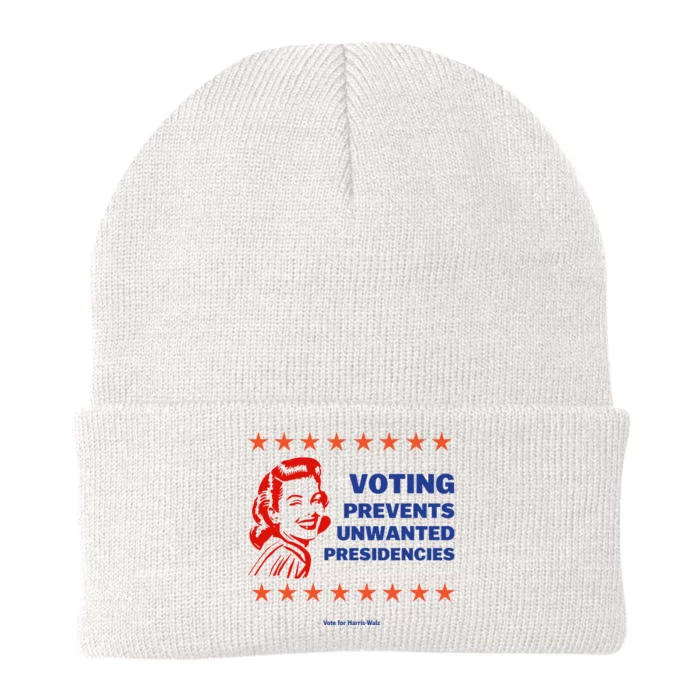 Voting Prevents Unwanted Presidencies Vote For Harris Walz Knit Cap Winter Beanie