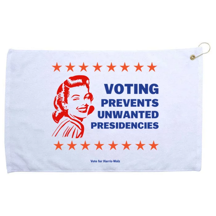 Voting Prevents Unwanted Presidencies Vote For Harris Walz Grommeted Golf Towel