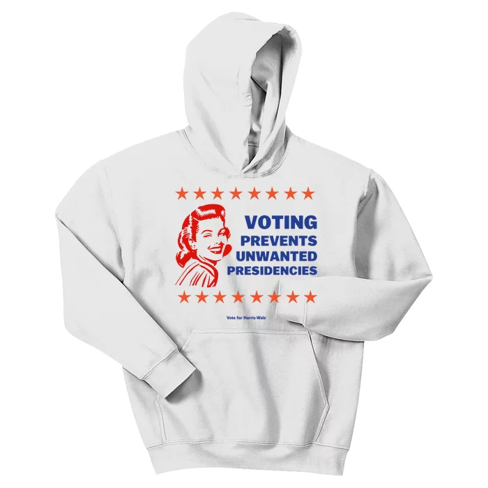 Voting Prevents Unwanted Presidencies Vote For Harris Walz Kids Hoodie