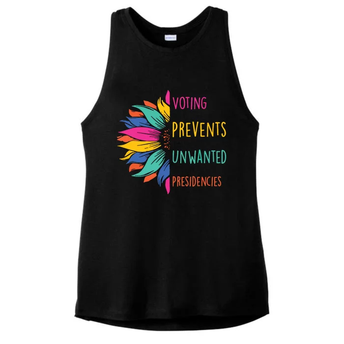 Voting Prevents Unwanted Presidencies Ladies Tri-Blend Wicking Tank