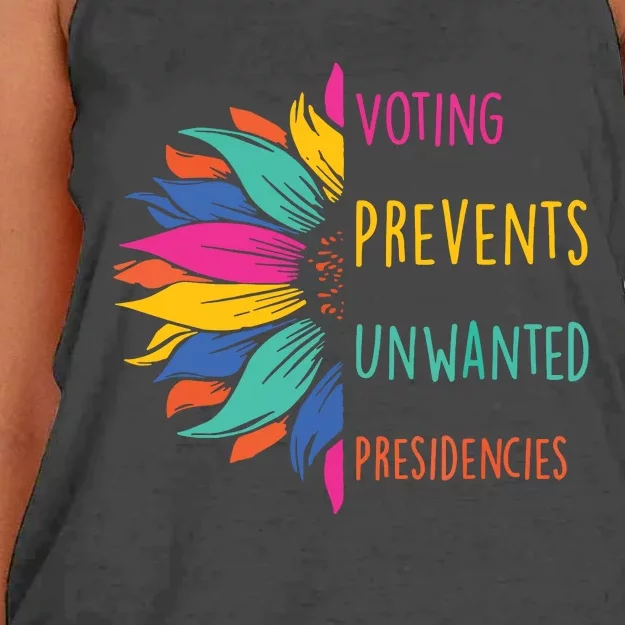 Voting Prevents Unwanted Presidencies Women's Knotted Racerback Tank