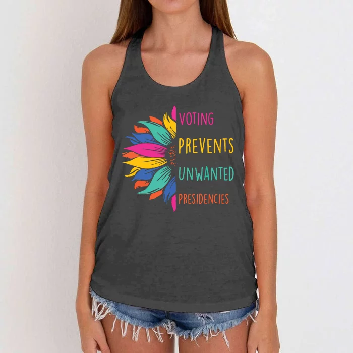 Voting Prevents Unwanted Presidencies Women's Knotted Racerback Tank