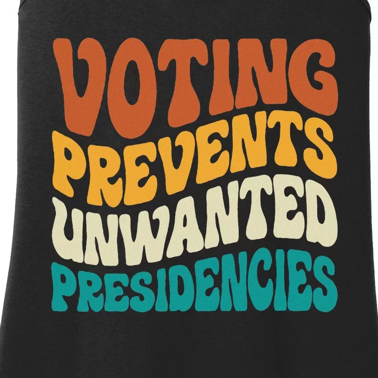 Voting Prevents Unwanted Presidencies Ladies Essential Tank