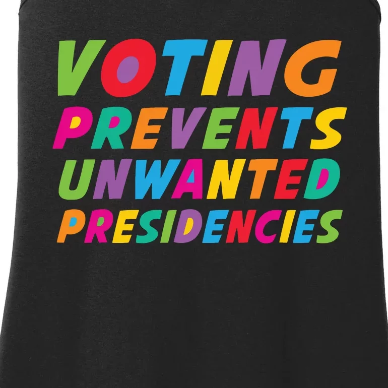 Voting Prevents Unwanted Presidencies Ladies Essential Tank