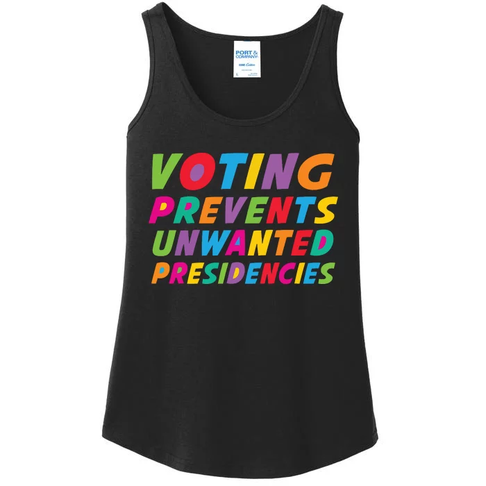 Voting Prevents Unwanted Presidencies Ladies Essential Tank