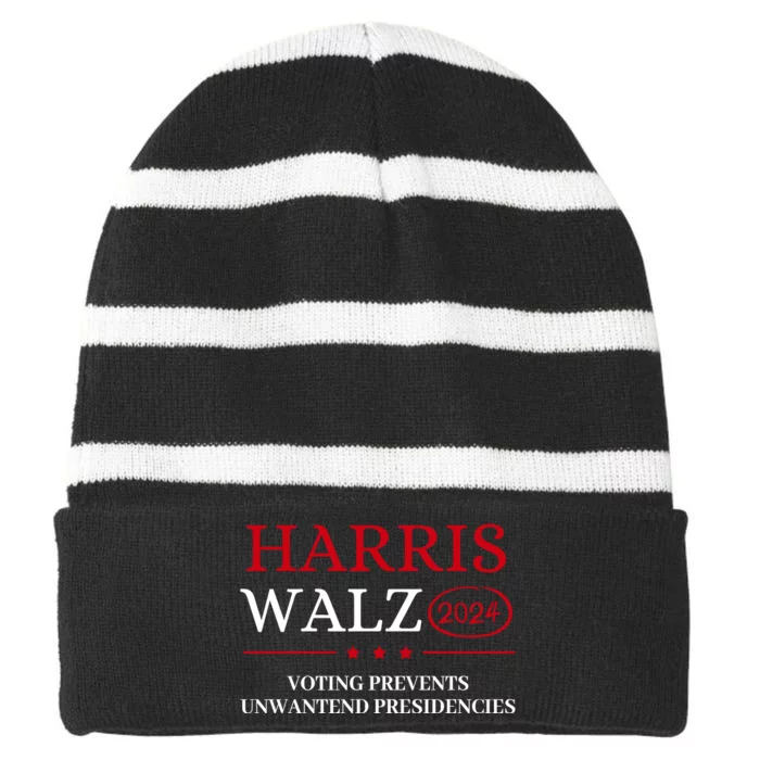 Voting Prevents Unwanted Presidencies Striped Beanie with Solid Band