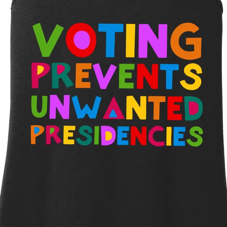 Voting Prevents Unwanted Presidencies Ladies Essential Tank