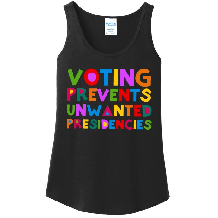 Voting Prevents Unwanted Presidencies Ladies Essential Tank