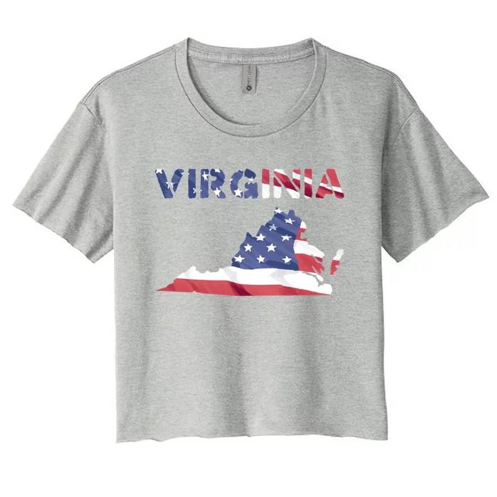 Virginia Proud United States America Patriot Usa Flag Pride Gift Women's Crop Top Tee