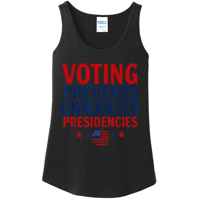 Voting Prevents Unwanted Presidencies Ladies Essential Tank