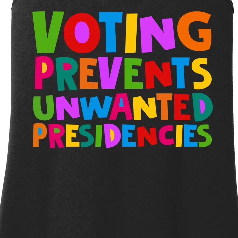 Voting Prevents Unwanted Presidencies Ladies Essential Tank