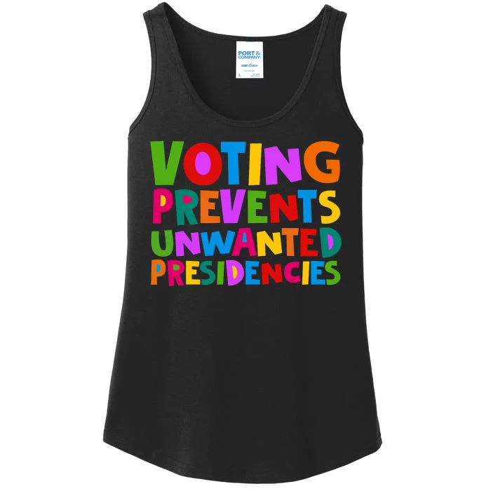 Voting Prevents Unwanted Presidencies Ladies Essential Tank