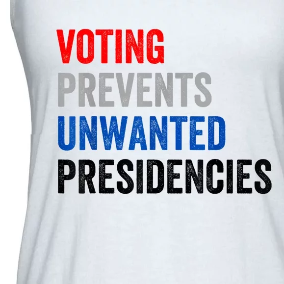 Voting Prevents Unwanted Presidencies Ladies Essential Flowy Tank