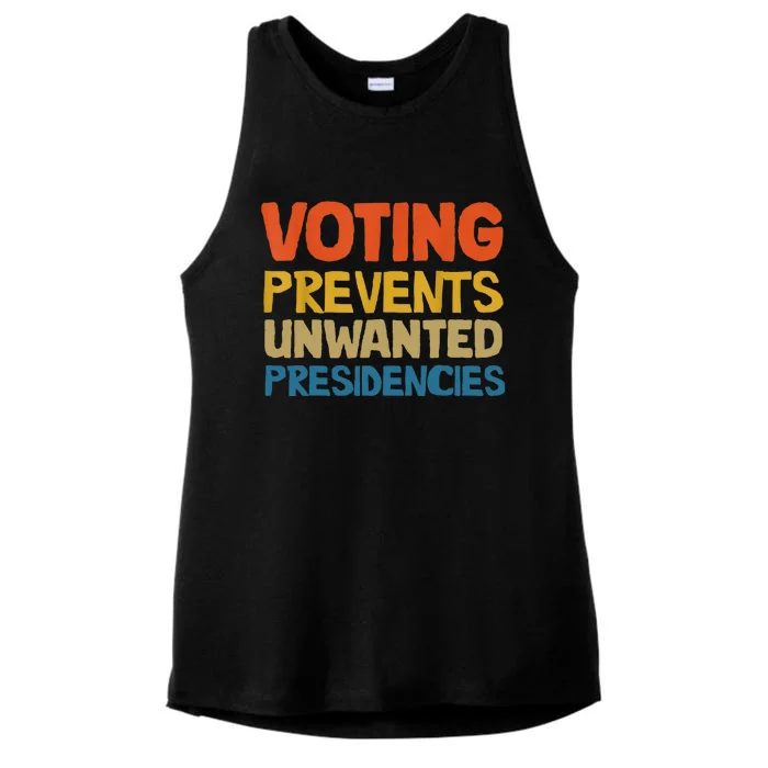 Voting Prevents Unwanted Presidencies Ladies Tri-Blend Wicking Tank