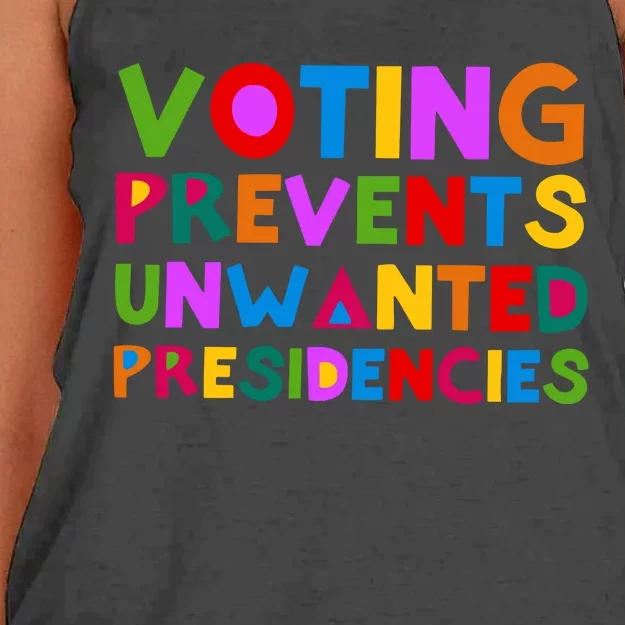 Voting Prevents Unwanted Presidencies Women's Knotted Racerback Tank